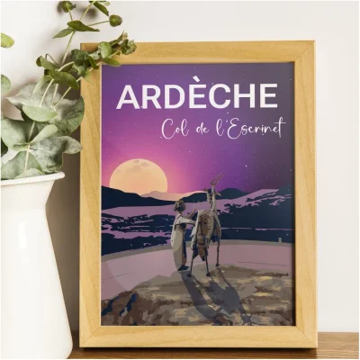 Affiche Col de l'Escrinet Ardèche Souvenirs 100% made in France Auvergne