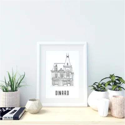 Affiche noir et blanc Dinard Bretagne souvenirs 100% made in France idées cadeaux produits régionaux Albane H illustration