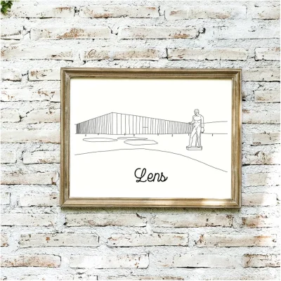 Affiche noir et blanc Lens Pas de calais Hauts de France souvenirs 100% made in France idées cadeaux produits régionaux Albane H illustration