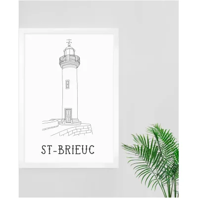 Affiche noir et blanc Saint Brieuc Bretagne souvenirs 100% made in France idées cadeaux produits régionaux Albane H illustration