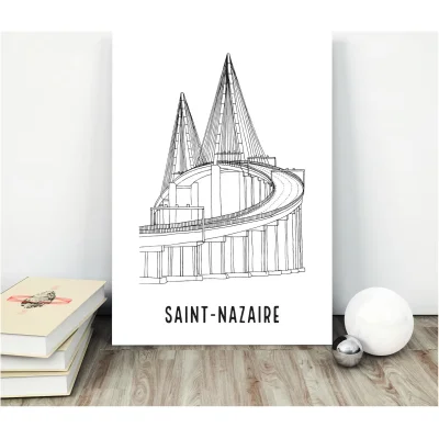 Affiche noir et blanc Saint-Nazaire Pays de la Loire souvenirs 100% made in France Idées cadeaux produits régionaux Albane H illustration