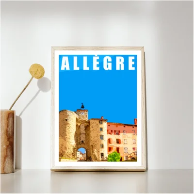 Affiche Allègre Haute Loire Auvergne colorée idée cadeau déco souvenirs 100% made in France