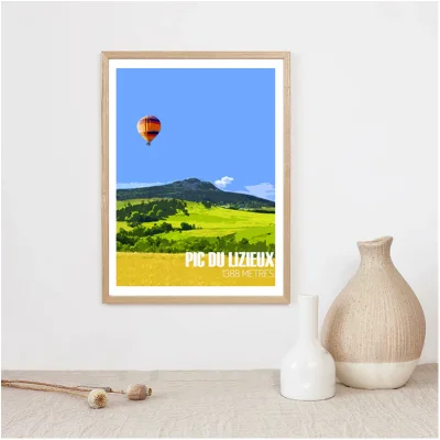 Affiche Araules / Pic du Lizieux Haute Loire Auvergne colorée idée cadeau déco souvenirs 100% made in France