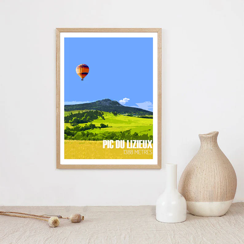 Affiche Araules / Pic du Lizieux Haute Loire Auvergne colorée idée cadeau déco souvenirs 100% made in France