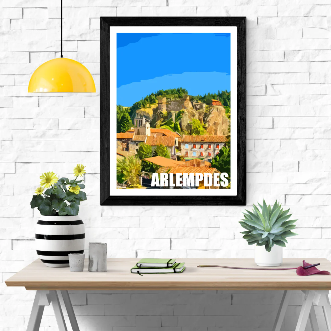 Affiche Arlempdes Haute Loire Auvergne colorée idée cadeau déco souvenirs 100% made in France
