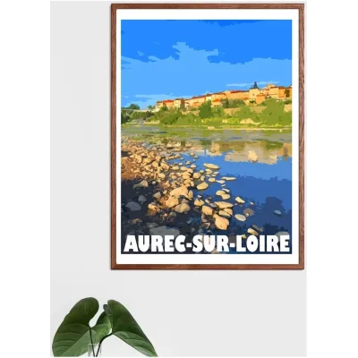 Affiche Aurec sur Loire Haute Loire Auvergne colorée idée cadeau déco souvenirs 100% made in France