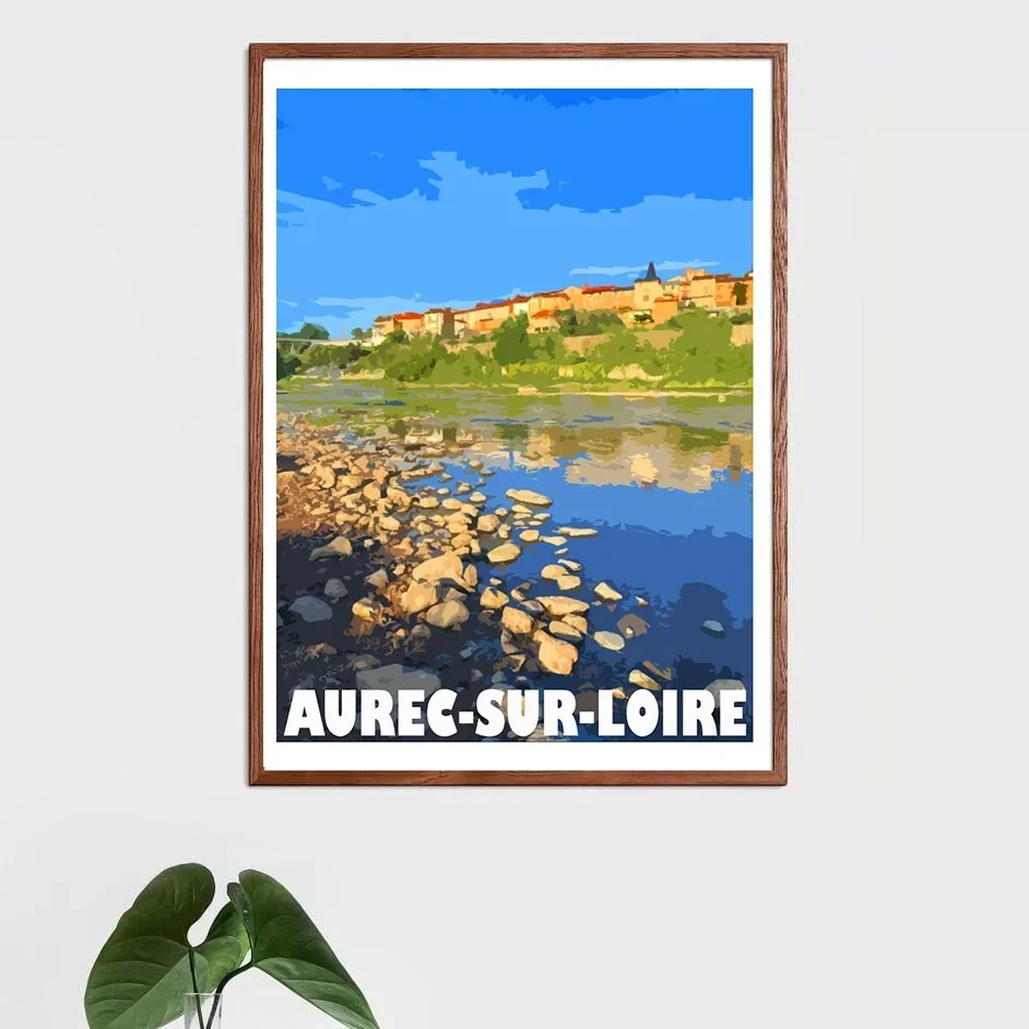 Affiche Aurec sur Loire Haute Loire Auvergne colorée idée cadeau déco souvenirs 100% made in France