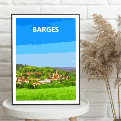 Affiche Barges Haute Loire Auvergne colorée idée cadeau déco souvenirs 100% made in France