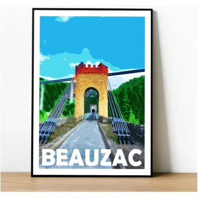 Affiche Beauzac Haute Loire Auvergne colorée idée cadeau déco souvenirs 100% made in France