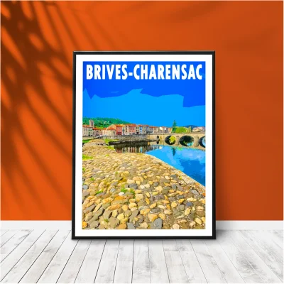 Affiche Brives-Charensac Haute Loire Auvergne colorée idée cadeau déco souvenirs 100% made in France