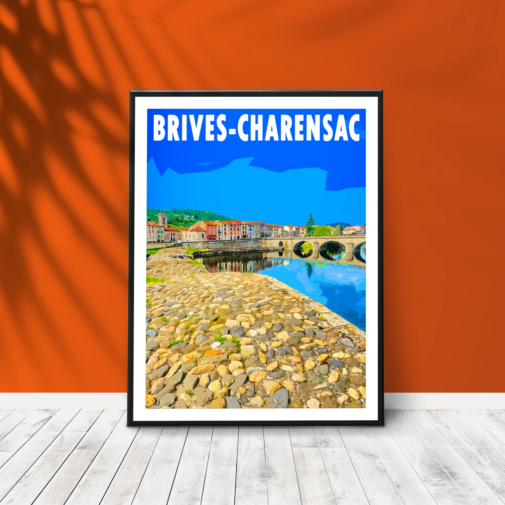 Affiche Brives-Charensac Haute Loire Auvergne colorée idée cadeau déco souvenirs 100% made in France
