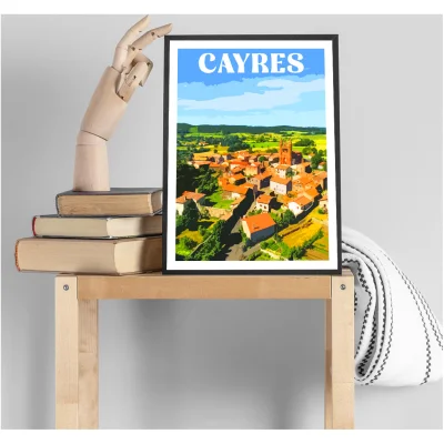 Affiche Cayres Haute Loire Auvergne colorée idée cadeau déco souvenirs 100% made in France