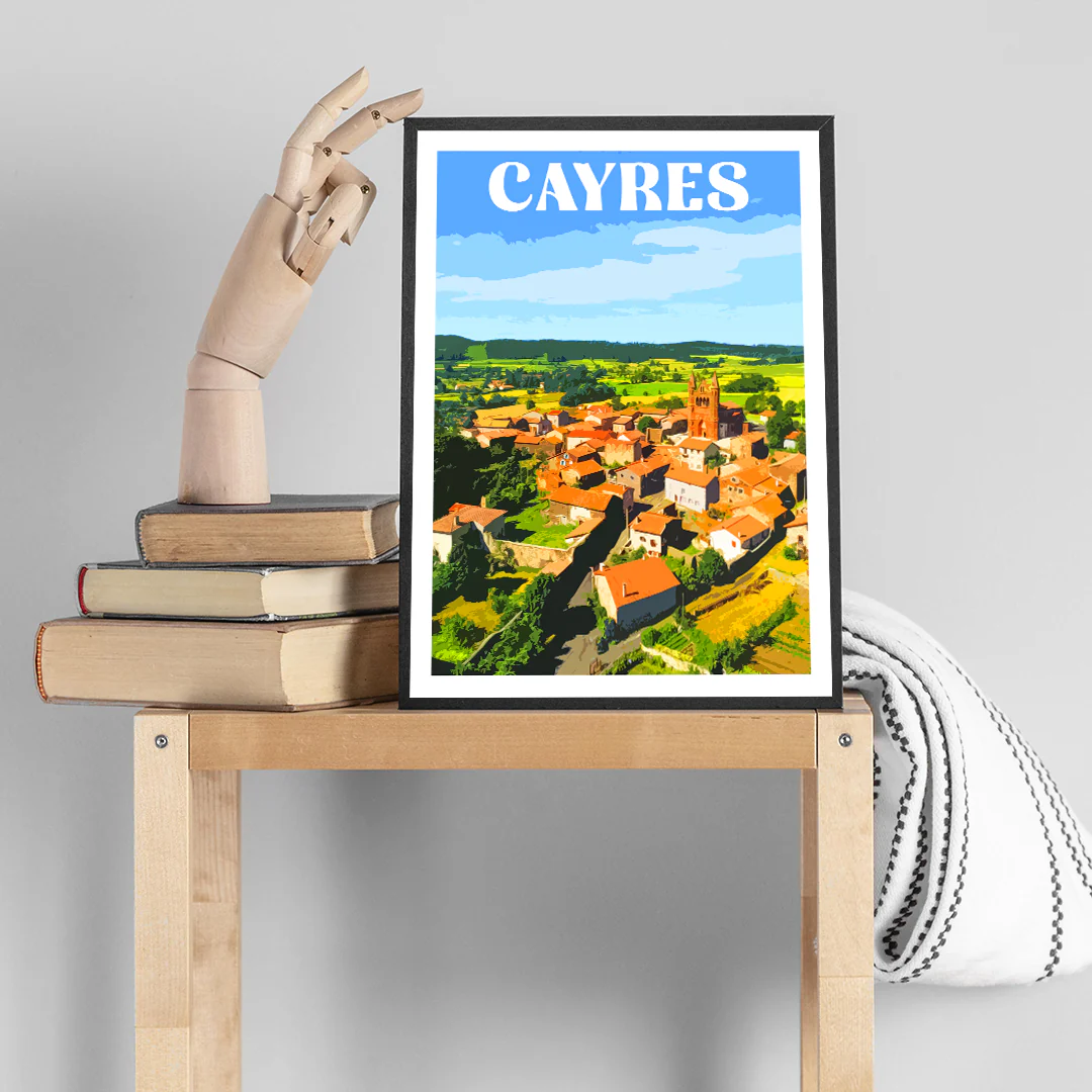 Affiche Cayres Haute Loire Auvergne colorée idée cadeau déco souvenirs 100% made in France