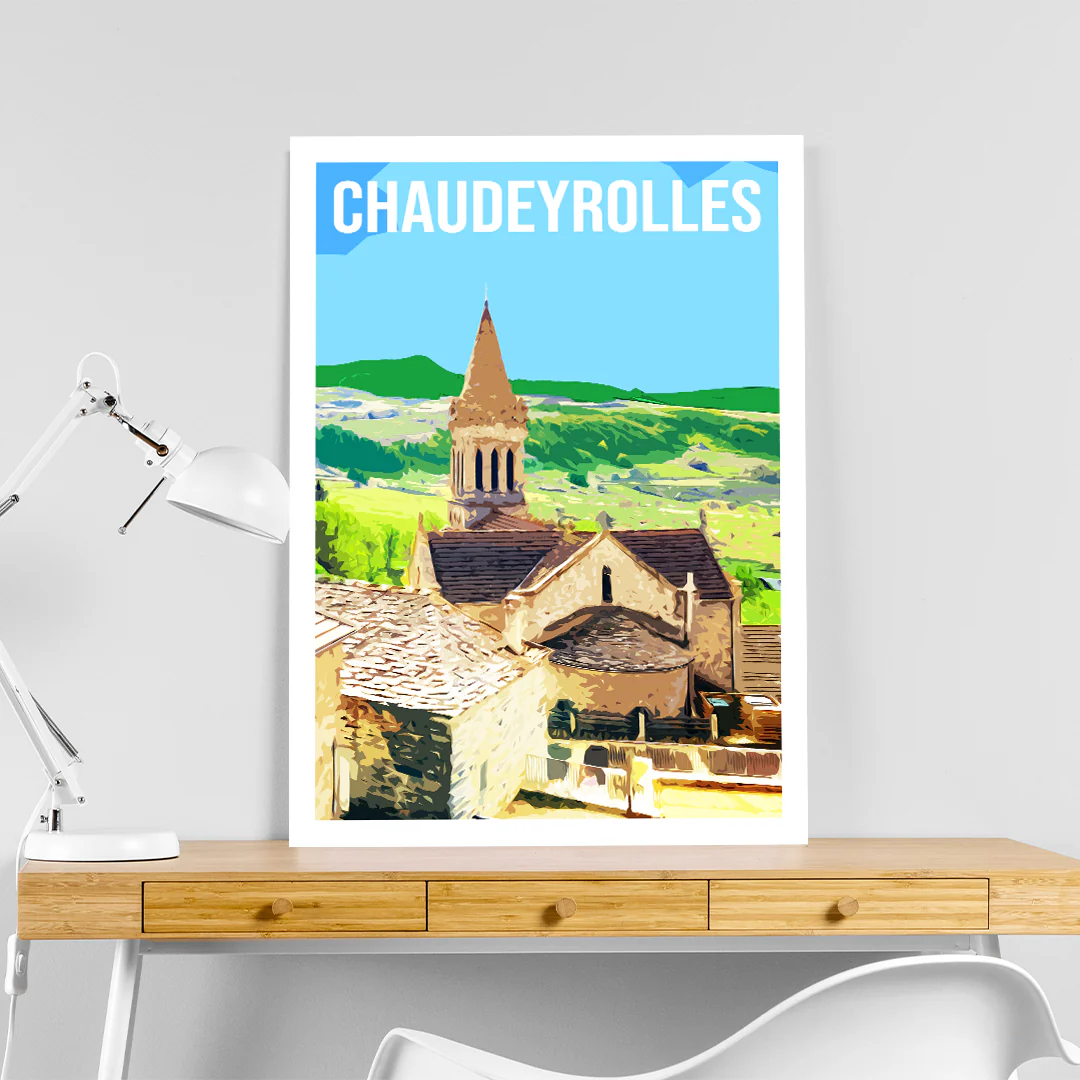 Affiche Chaudeyrolles Haute Loire Auvergne colorée idée cadeau déco souvenirs 100% made in France
