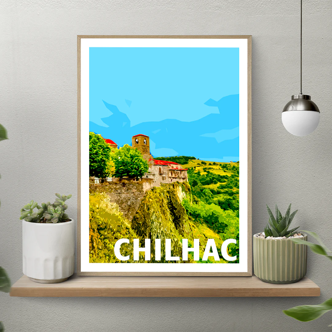 Affiche Chilhac Haute Loire Auvergne colorée idée cadeau déco souvenirs 100% made in France