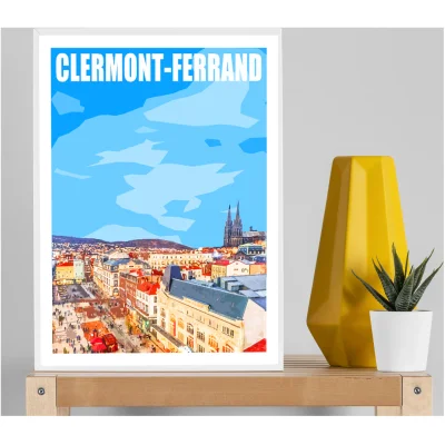 Affiche Clermont-Ferrand Auvergne colorée idée cadeau déco souvenirs 100% made in France