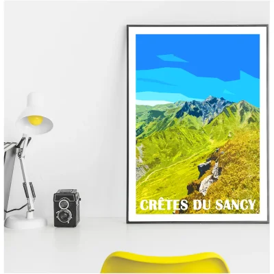 Affiche Crêtes du Sancy dans le Puy-de-Dôme Auvergne colorée idée cadeau déco souvenirs 100% made in France