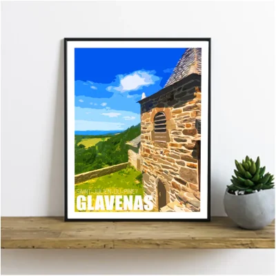 Affiche Saint-Julien-du-Pinet / Glavenas Haute Loire Auvergne colorée idée cadeau déco souvenirs 100% made in France