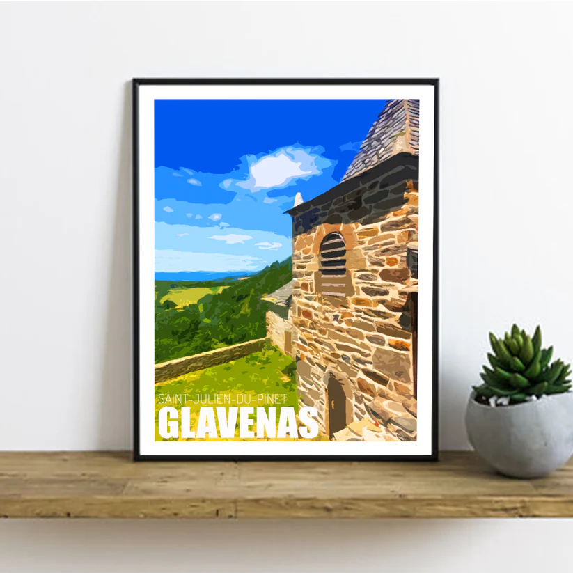 Affiche Saint-Julien-du-Pinet / Glavenas Haute Loire Auvergne colorée idée cadeau déco souvenirs 100% made in France