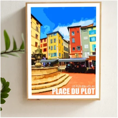 Affiche Auvergne Haute Loire Auvergne colorée idée cadeau déco souvenirs 100% made in France