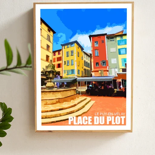 Affiche Auvergne Haute Loire Auvergne colorée idée cadeau déco souvenirs 100% made in France