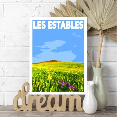 Affiche Les Estables Haute Loire Auvergne colorée idée cadeau déco souvenirs 100% made in France