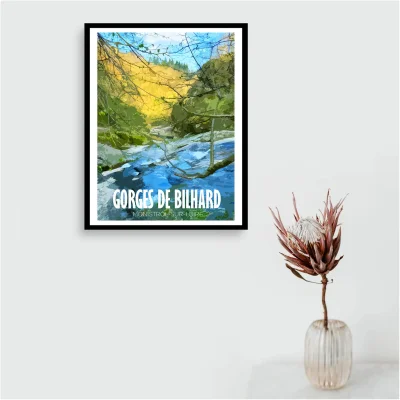 Affiche Monistrol Haute Loire Auvergne colorée idée cadeau déco souvenirs 100% made in France