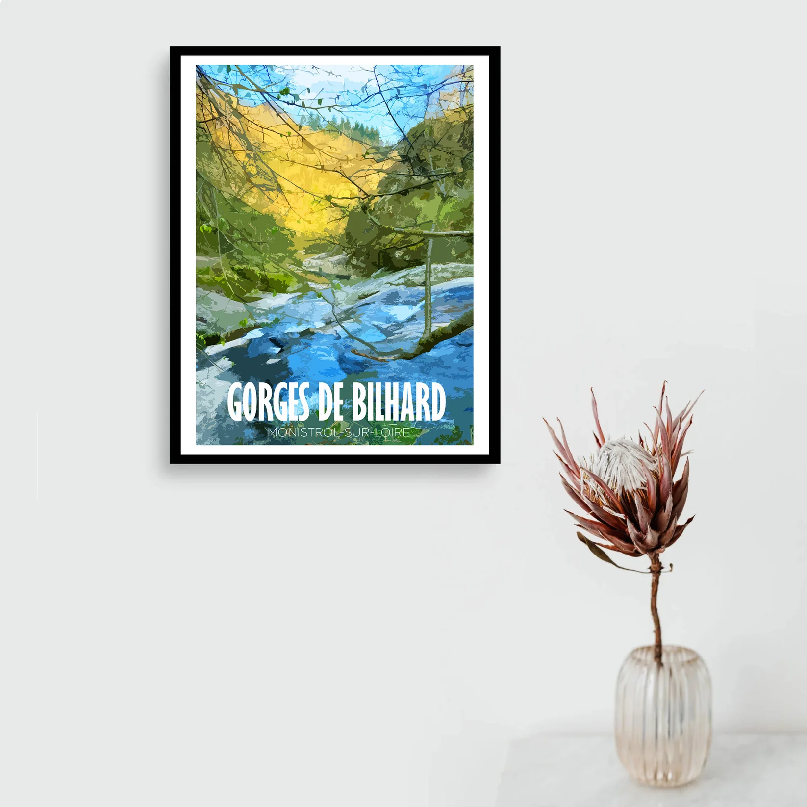 Affiche Monistrol Haute Loire Auvergne colorée idée cadeau déco souvenirs 100% made in France