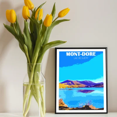 Affiche Lac de Guéry à Mont-Dore Puy-de-Dôme Auvergne colorée idée cadeau déco souvenirs 100% made in France