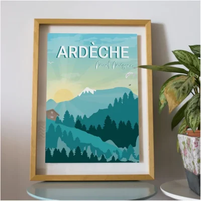 Affiche du Mont Mézenc Ardèche Souvenirs 100% made in France Auvergne