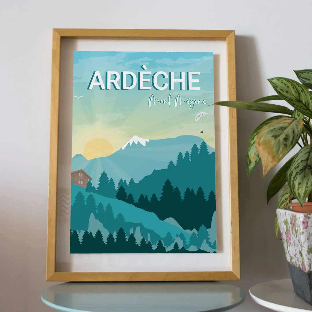 Affiche du Mont Mézenc Ardèche Souvenirs 100% made in France Auvergne