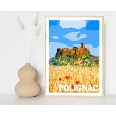 Affiche Polignac Haute Loire Auvergne colorée idée cadeau déco souvenirs 100% made in France