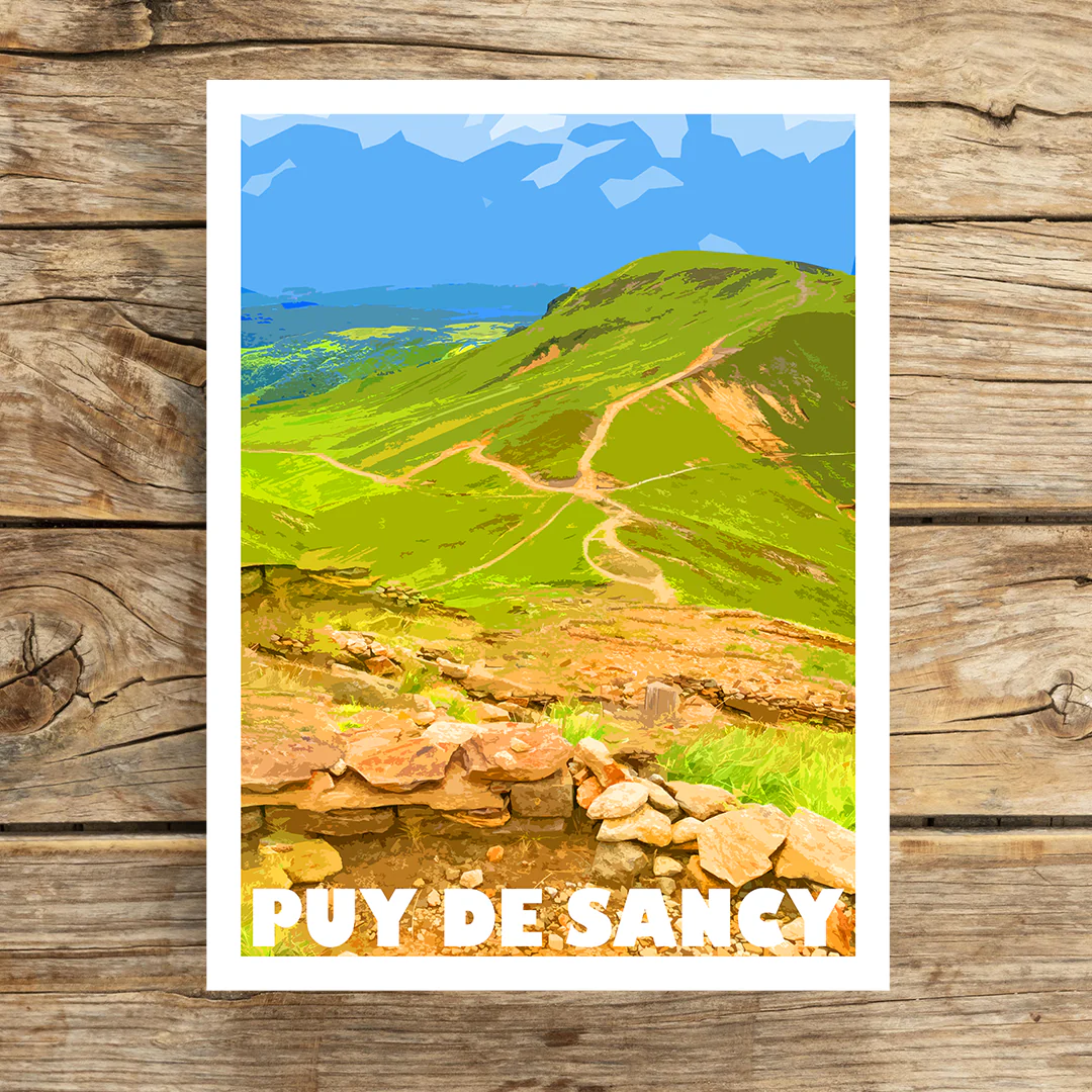 Affiche Puy de Sancy Puy-de-Dôme Auvergne colorée idée cadeau déco souvenirs 100% made in France