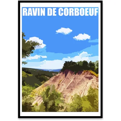 Affiche Ravin de Corbœuf à Rosière Haute Loire Auvergne colorée idée cadeau déco souvenirs 100% made in France