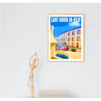 Affiche Saint-Didier-en-Velay Haute Loire Auvergne colorée idée cadeau déco souvenirs 100% made in France