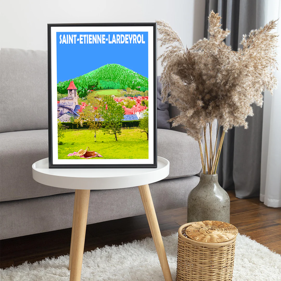 Affiche Saint-Étienne-Lardeyrol Haute Loire Auvergne colorée idée cadeau déco souvenirs 100% made in France