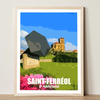 Affiche Saint-Ferréol-d'Auroure Haute Loire Auvergne colorée idée cadeau déco souvenirs 100% made in France