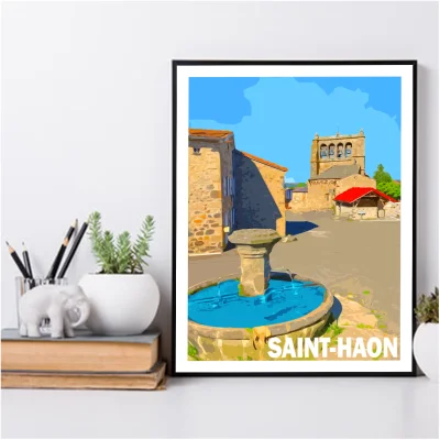 Affiche Saint-Haon Haute Loire Auvergne colorée idée cadeau déco souvenirs 100% made in France
