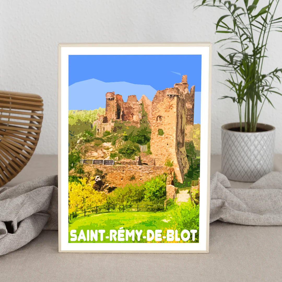 Affiche Saint-Rémy-De-Blot Auvergne colorée idée cadeau déco souvenirs 100% made in France