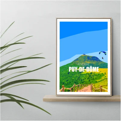 Affiche Puy-de-Dôme Auvergne colorée idée cadeau déco souvenirs 100% made in France