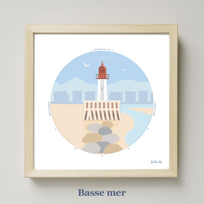 Horloge des marées pleine basse mer l'œil bleu manche calvados idée cadeau souvenirs 100% made in France