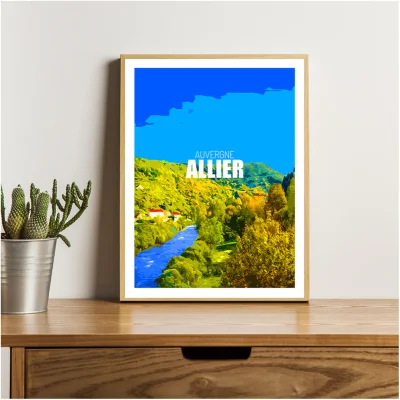 Affiche Allier Auvergne colorée idée cadeau déco souvenirs 100% made in France