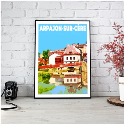 Affiche Aurillac Cantal Auvergne colorée idée cadeau déco souvenirs 100% made in France