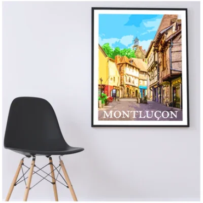 Affiche Montluçon Allier Auvergne colorée idée cadeau déco souvenirs 100% made in France