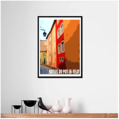 Affiche Puy en Velay Haute Loire Auvergne colorée idée cadeau déco souvenirs 100% made in France