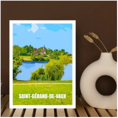 Affiche Saint Gérand de vaux Allier Auvergne colorée idée cadeau déco souvenirs 100% made in France