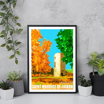 Affiche Saint Maurice de Lignon Haute Loire Auvergne colorée idée cadeau déco souvenirs 100% made in France