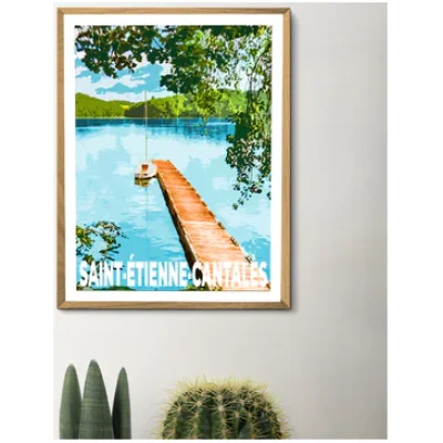 Affiche Saint Etienne Cantalès Cantal Auvergne colorée idée cadeau déco souvenirs 100% made in France