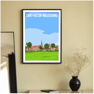 Affiche Saint Victor Malescours Haute Loire Auvergne colorée idée cadeau déco souvenirs 100% made in France