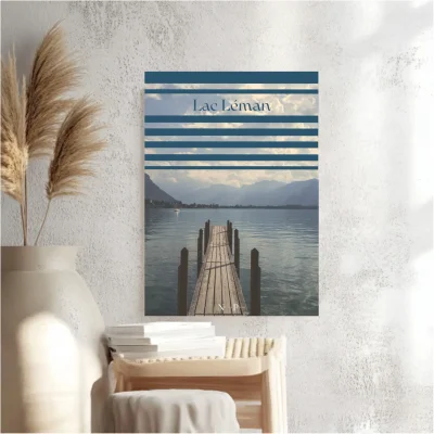 Affiche Lac Léman Haute Savoie Auvergne Rhône Alpes souvenirs 100% made in France idées cadeaux produits régionaux Nuance papier photographie